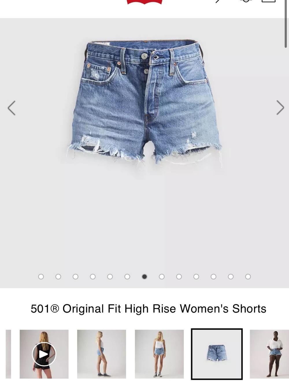 Levi's Light Blue Distressed High-Rise Denim Shorts